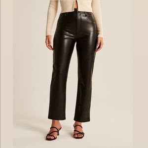 ABERCROMBIE CURVE LOVE VEGAN LEATHER ANKLE STRAIGHT PANTS
